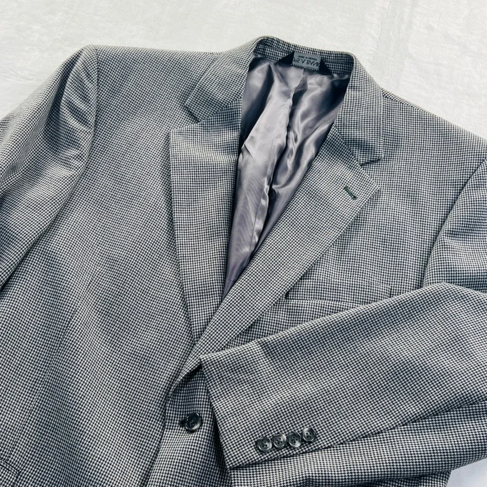 Jos. A. Bank Signature Collection 100% Wool Houndstooth Blazer Grey 44R Gordon